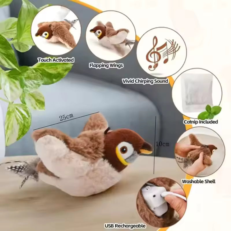 Chirping Flapping Bird Cat Toy